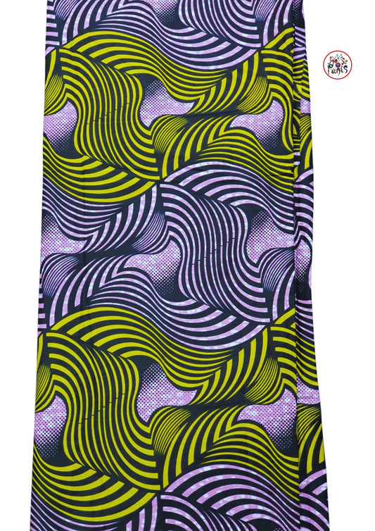 Green & Lilac African Print Fabric - House of Prints