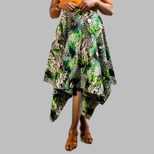 Green & White Handkerchief Skirt - House of Prints