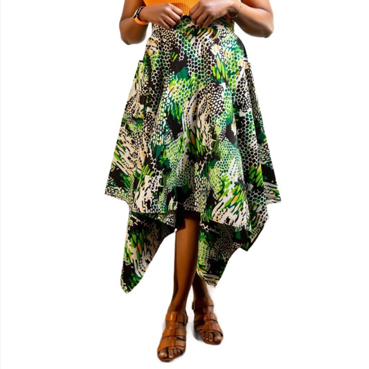 Green & White Handkerchief Skirt - House of Prints