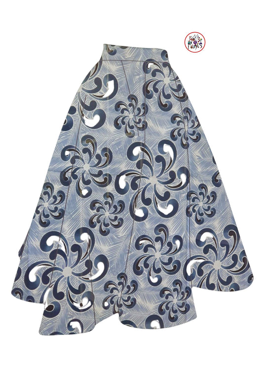 Grey & White Floral Ankara Fabric - House of Prints