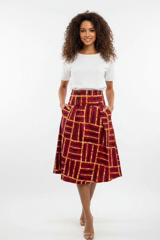 High Waist Skirt - Mixed Race Model with Curly Hair