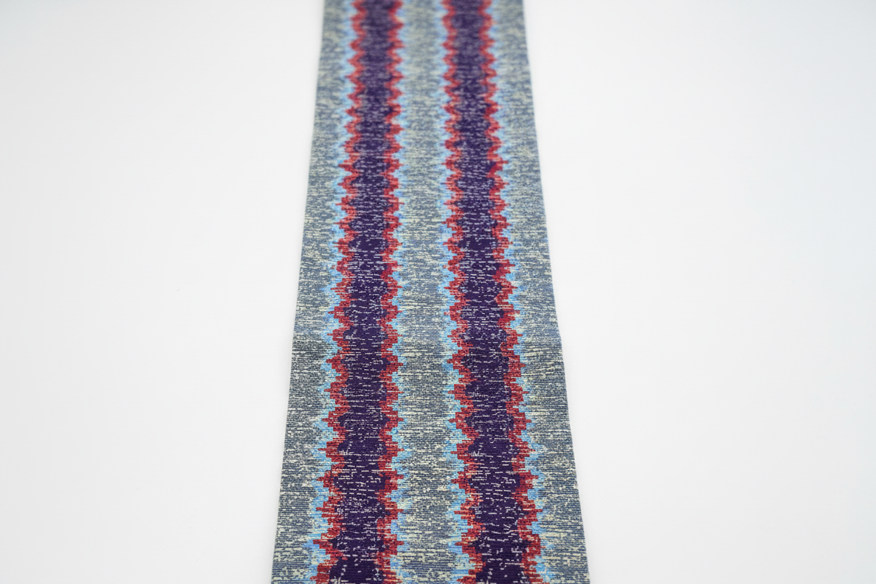 Sky blue, navy and crimson red zigzag diamond wave Ankara wax print fabric, 100% cotton