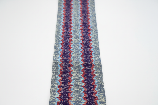 Sky blue, navy and crimson red zigzag diamond wave Ankara wax print fabric, 100% cotton