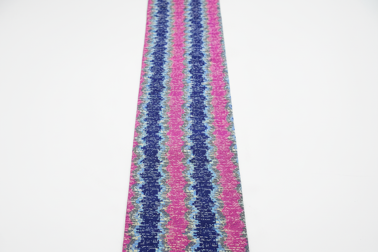 Hot pink and navy blue zigzag diamond wave Ankara wax print fabric, 100% cotton