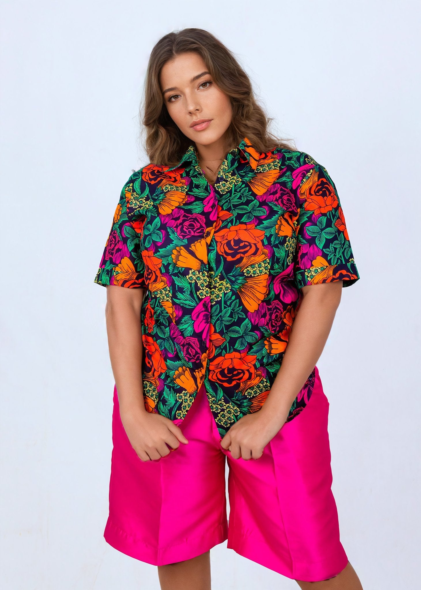 Ladies Colourful Ankara Shirt & Shorts Combo - House of Prints
