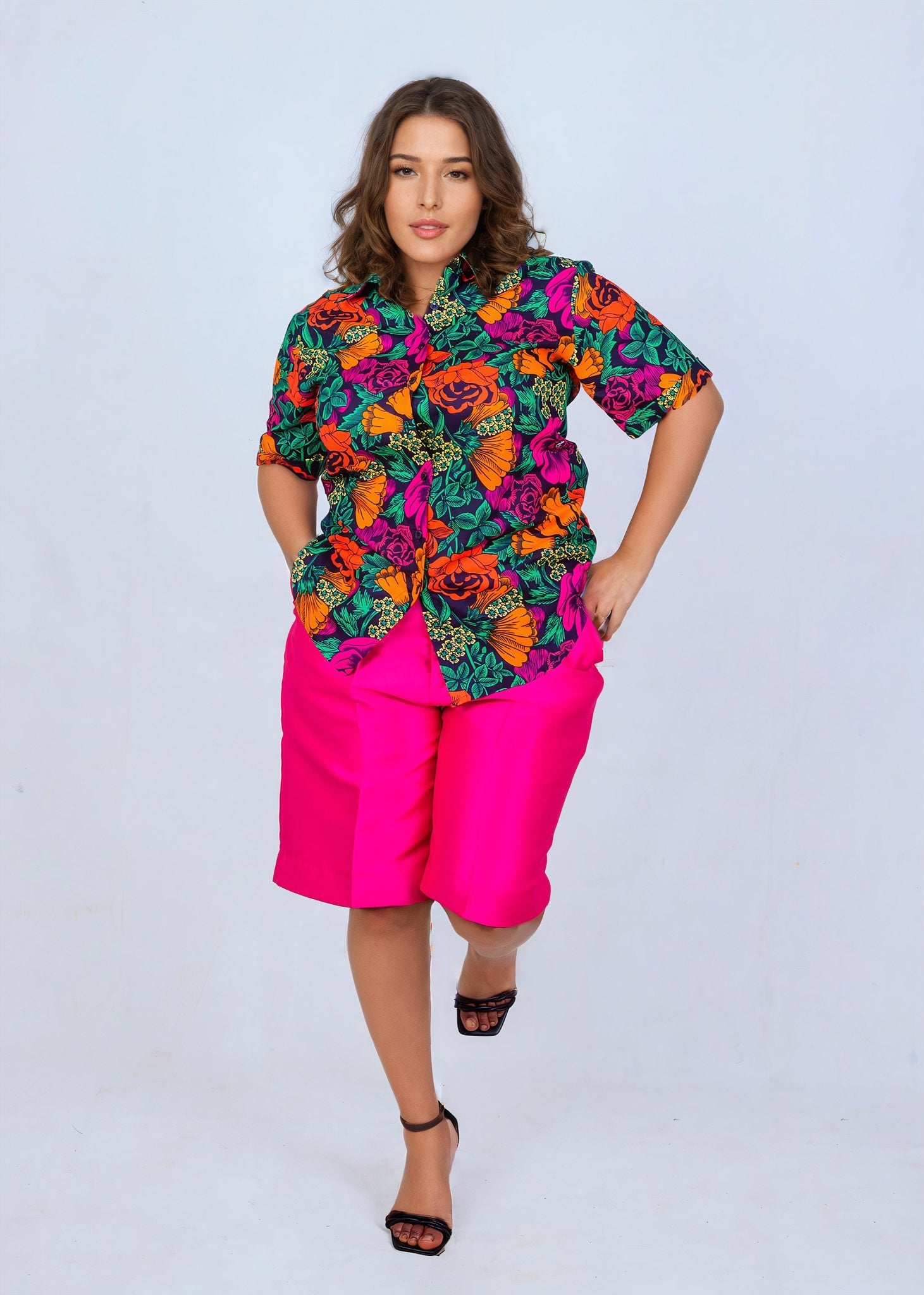 Ladies Colourful Ankara Shirt & Shorts Combo - House of Prints