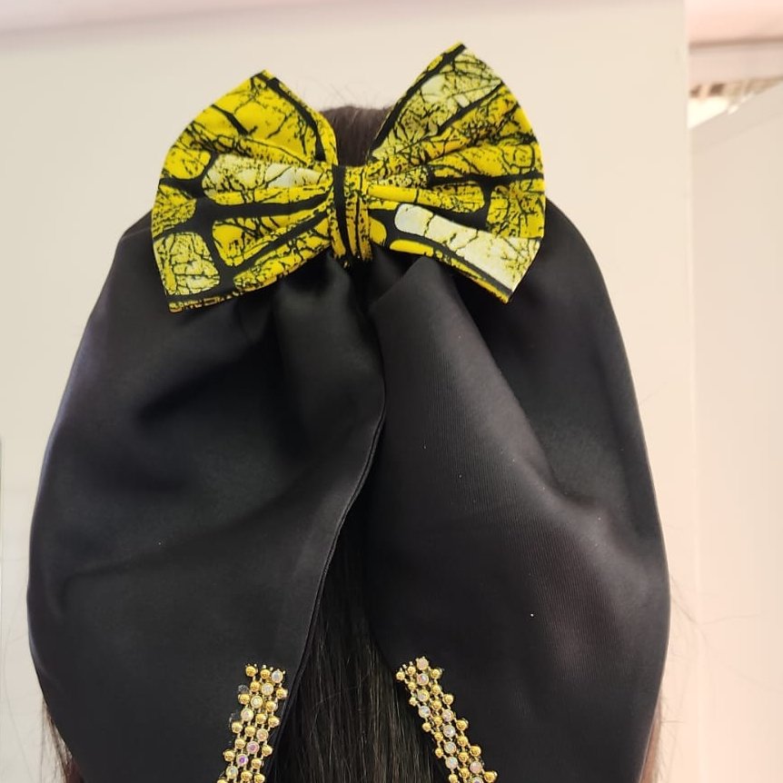 Large Black and Yellow Hair Clip - House of Prints
