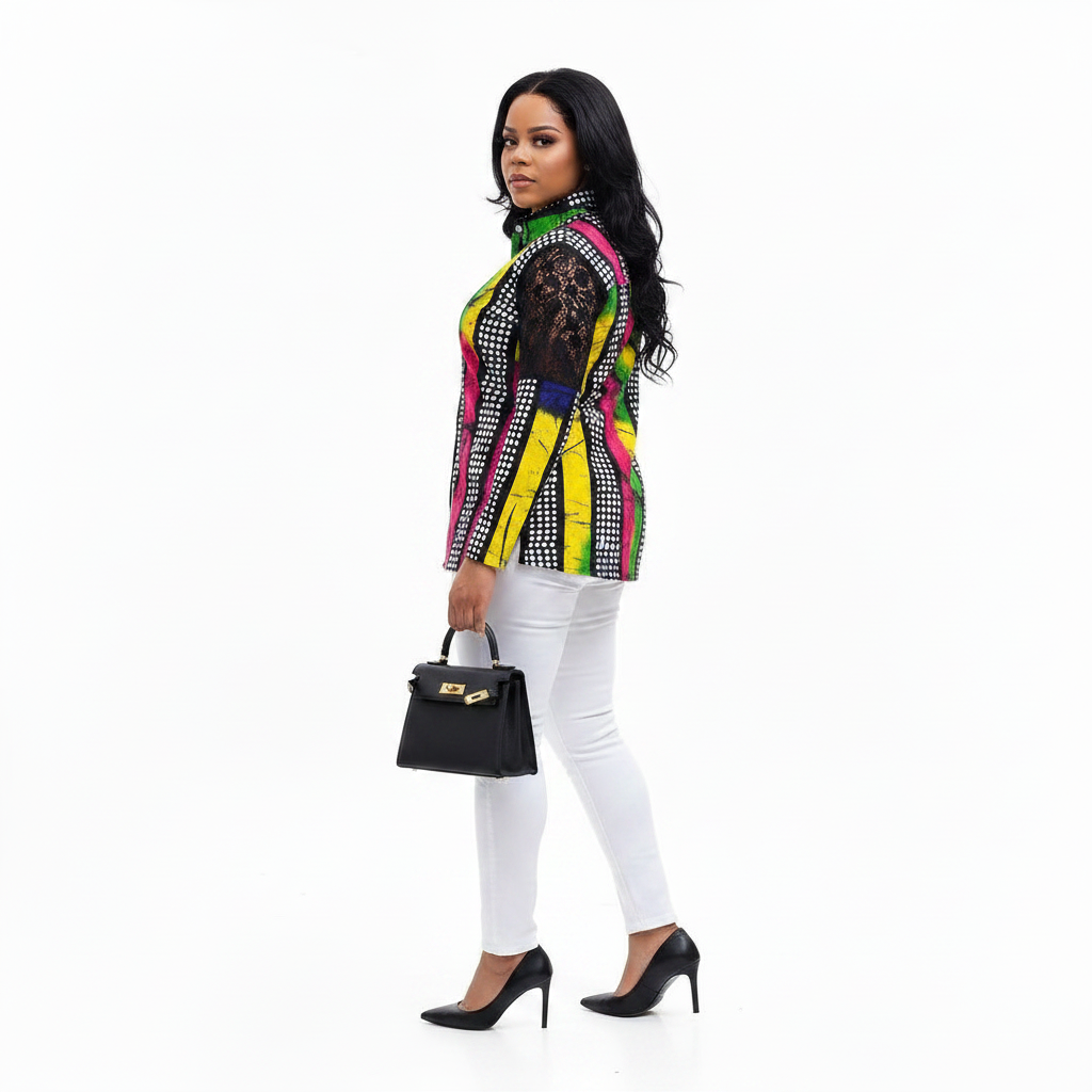 Multicolour Ankara Shirt – Alternative Pose