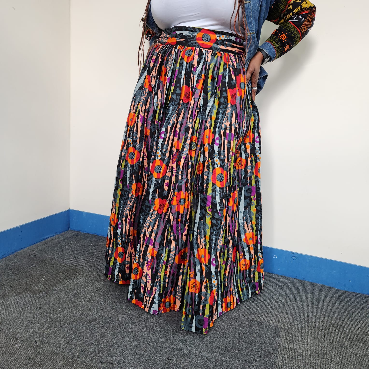 Multicolour Floral Wide Band Maxi Skirt - House of Prints