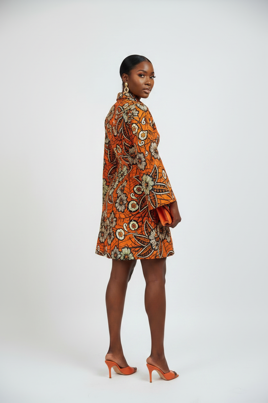 Orange Ankara Dress - New Pose