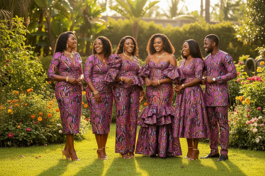 Pink & Brown Embellished Ankara - Mixed Group Pose 2