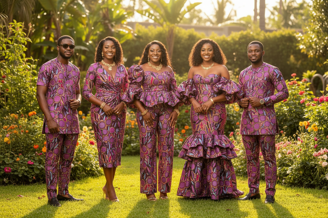 Pink & Brown Embellished Ankara - Mixed Group