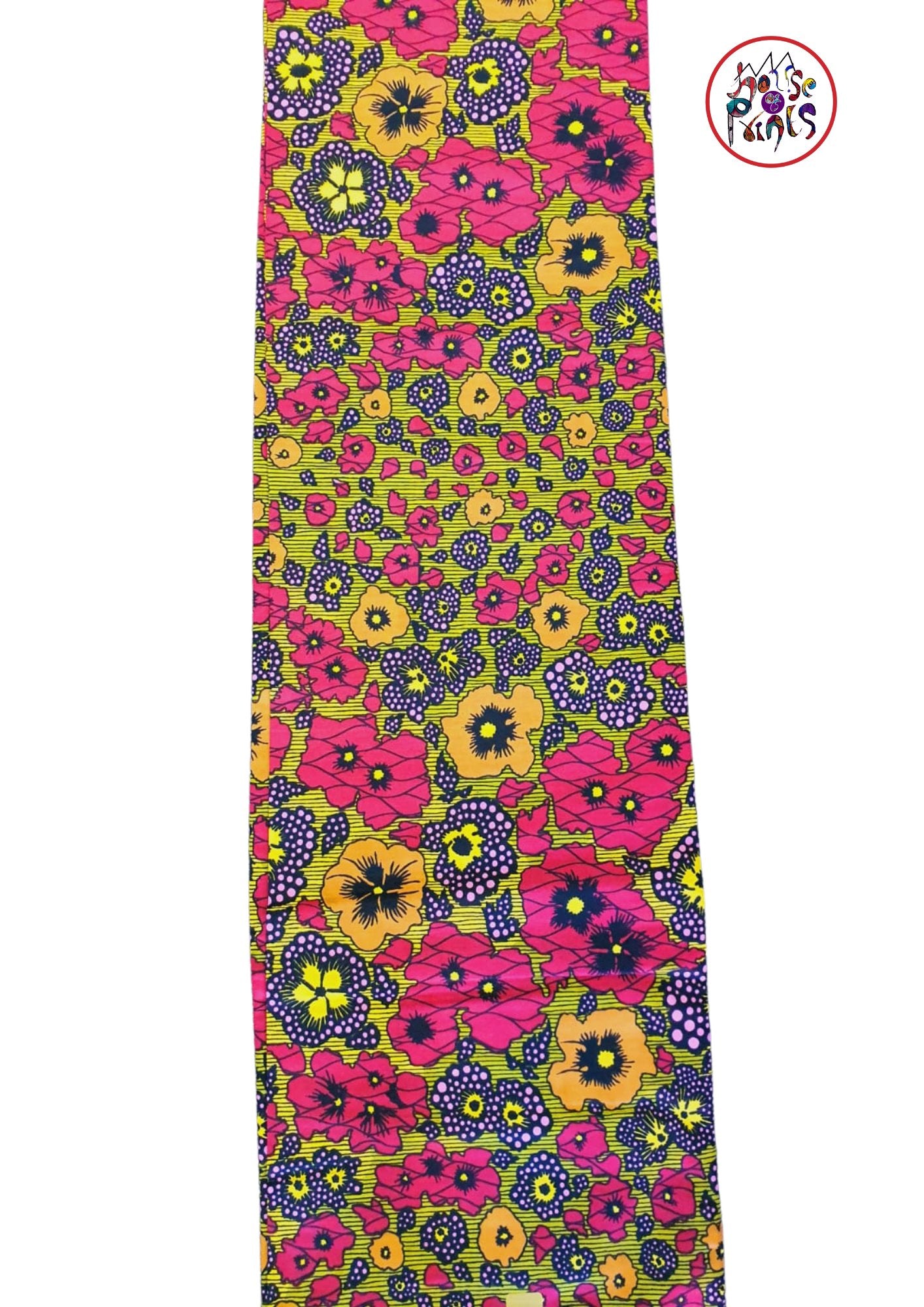 Pink & Yellow Floral Pattern Ankara Fabric - House of Prints