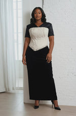 Two-Tone Velvet Maxi Dress