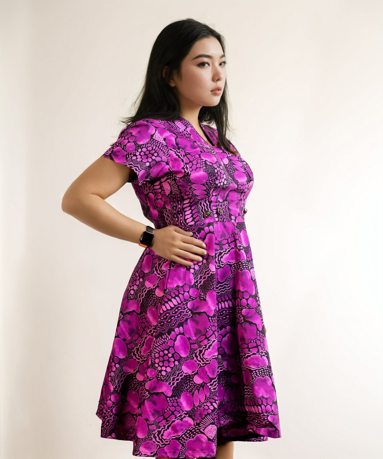 Purple and Black Flare Ankara Dress - House of Prints