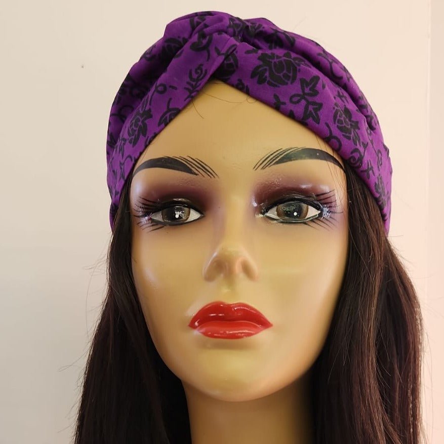 Purple and Black Twisted Front Hair Band - House of Prints