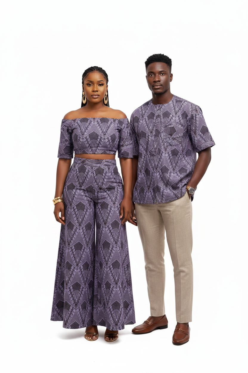 Purple & Lavender Ankara Couple's Look 2
