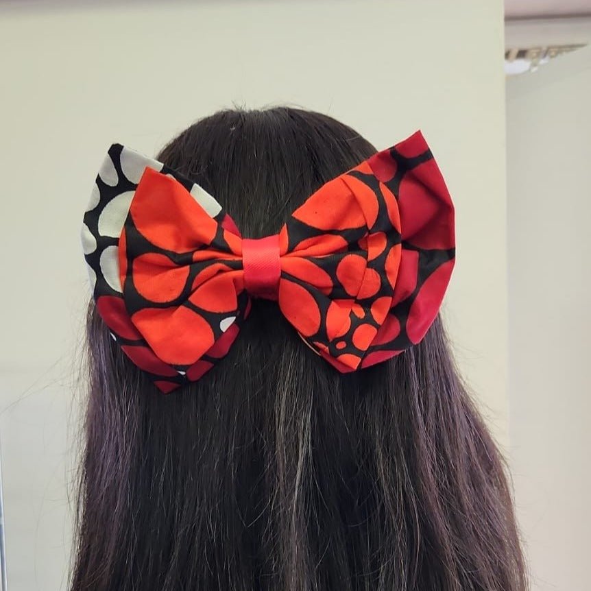 Red, Black & White Hair Clip - House of Prints