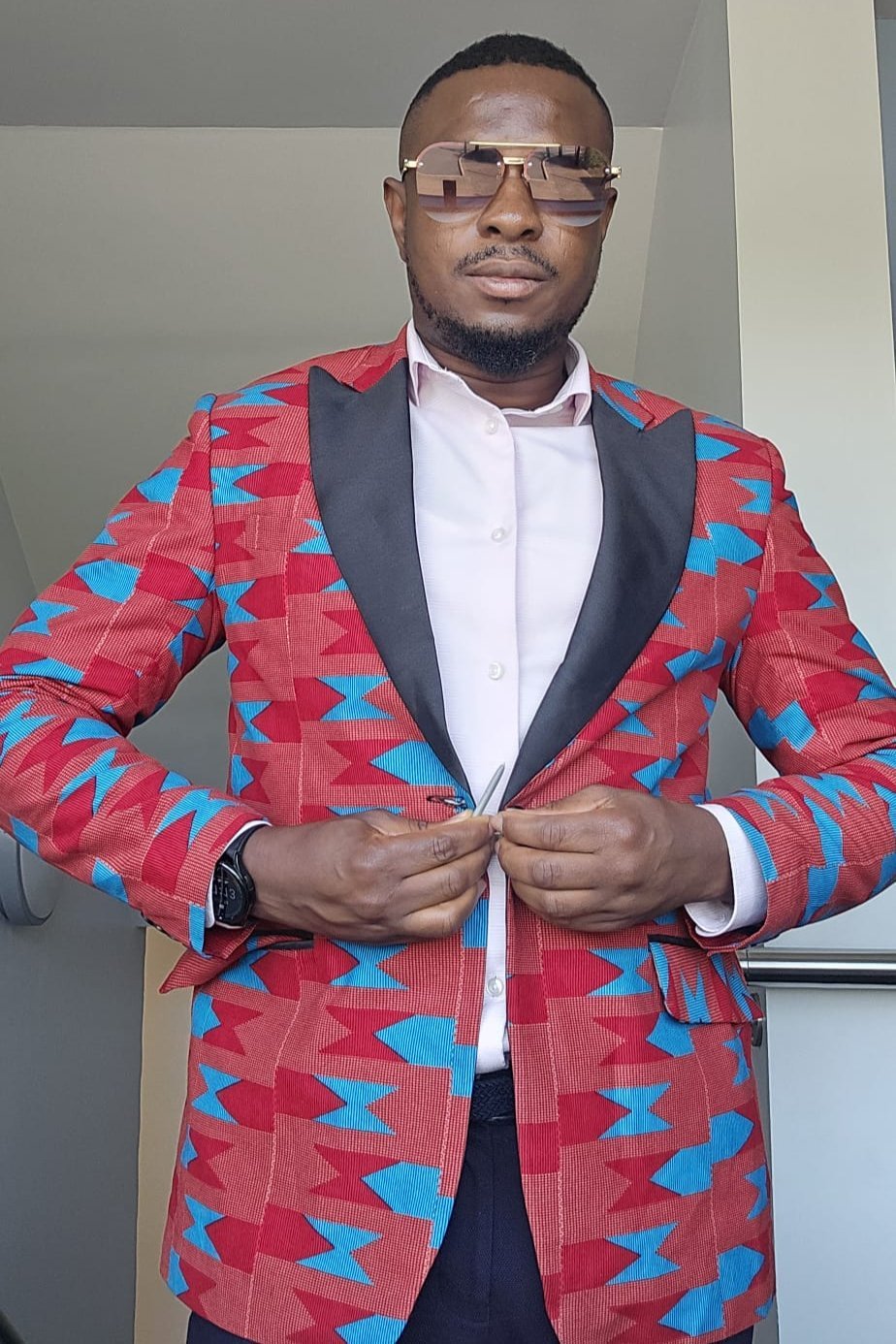 Red & Blue Men's Ankara Blazer - House of Prints