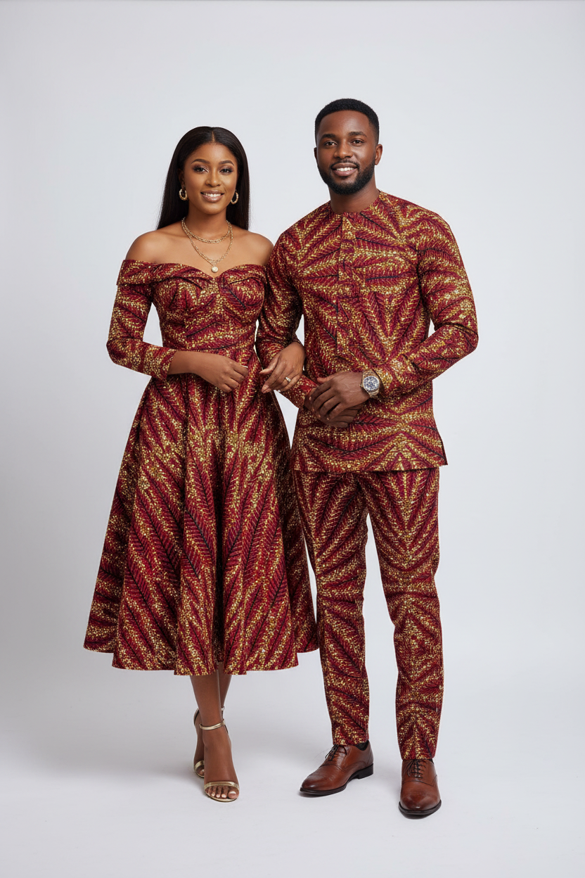 Red & Brown African Print Fabric | 100% Cotton Ankara | House of Prints Red & Brown African Print Fabric | 100% Cotton Ankara | House of Prints