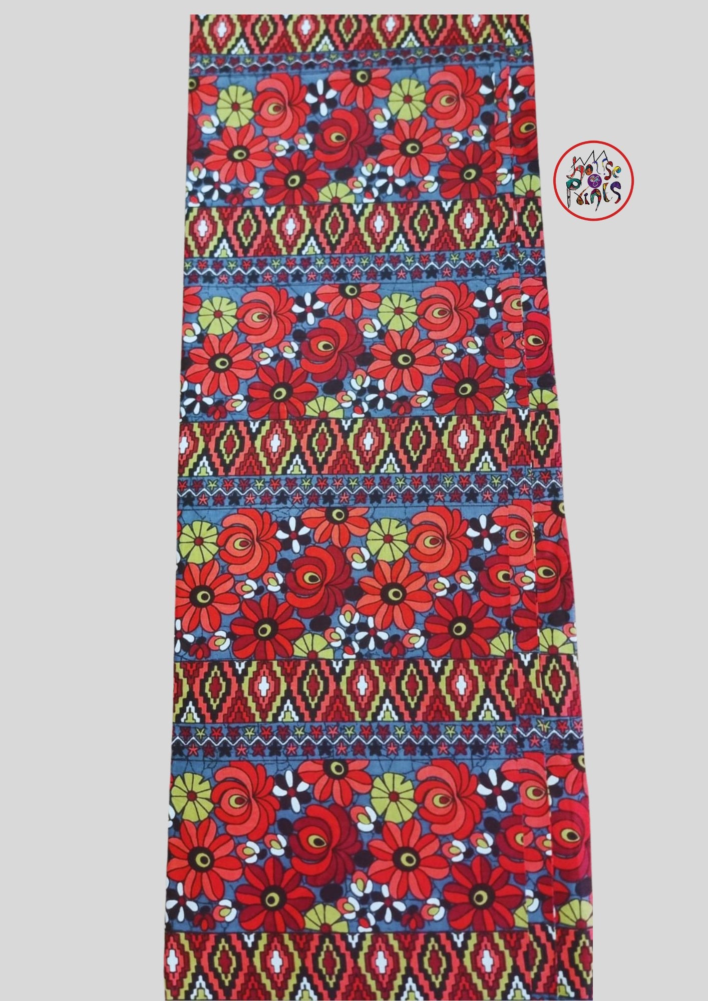 Red & Grey Ankara Fabric - House of Prints