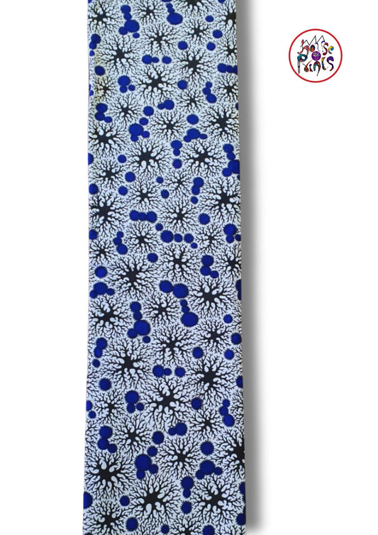 White & Blue Ankara Fabric - House of Prints