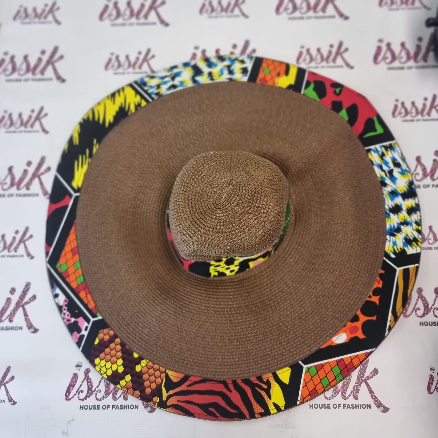 Abstract African Print Oversize Sun Hat - Tan - House of Prints