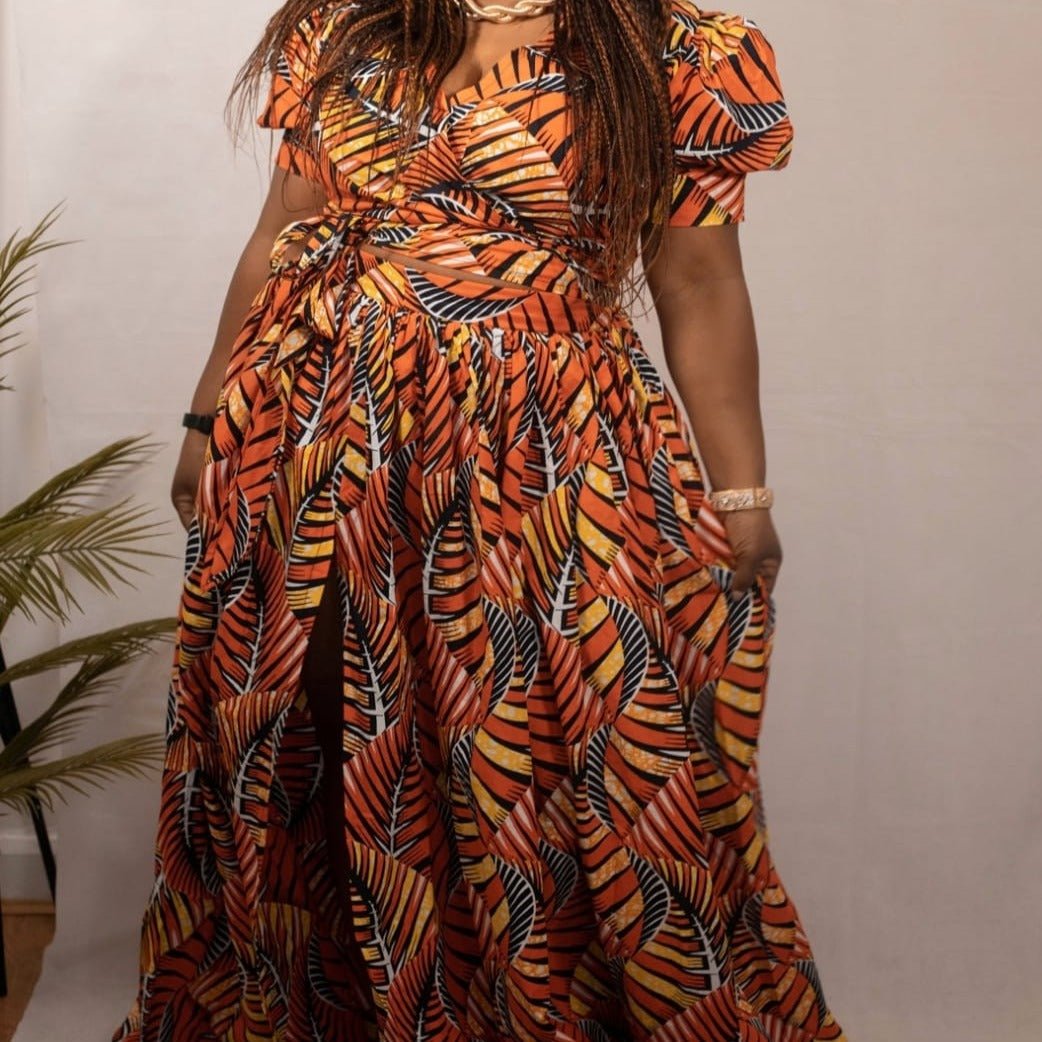 African Print Skirt with Slit - House of Prints