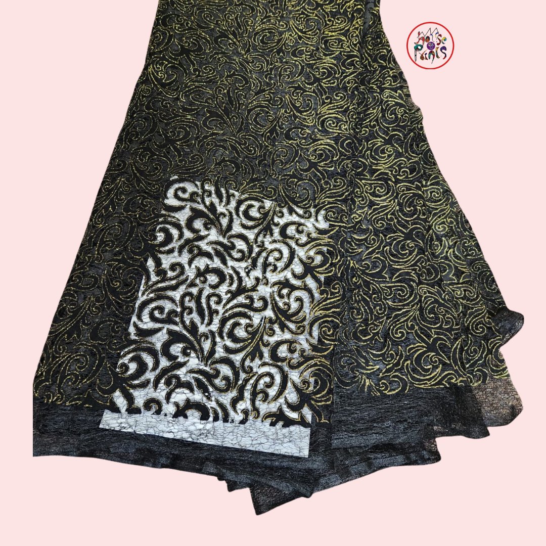 Black & Bronze Embroidery Mesh Lace - House of Prints