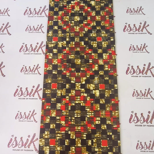 Black, Brown & Red African Print Fabric - House of Prints
