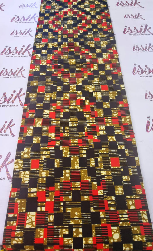 Black, Brown & Red African Print Fabric - House of Prints