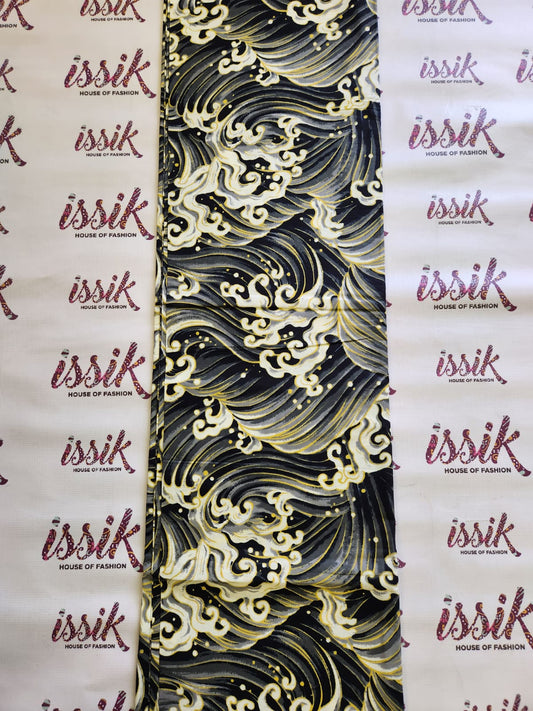 Black & Cream African Print Fabric - House of Prints
