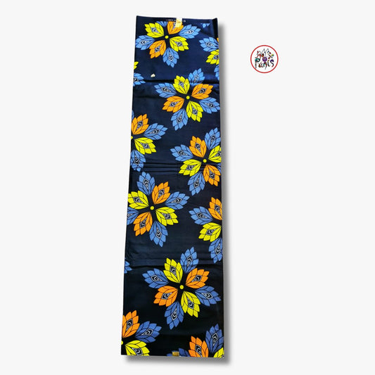 Black Floral Pattern Ankara Fabric - House of Prints