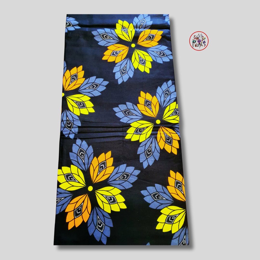 Bold Floral Ankara Fabric with Red and Purple Highlights main image 1