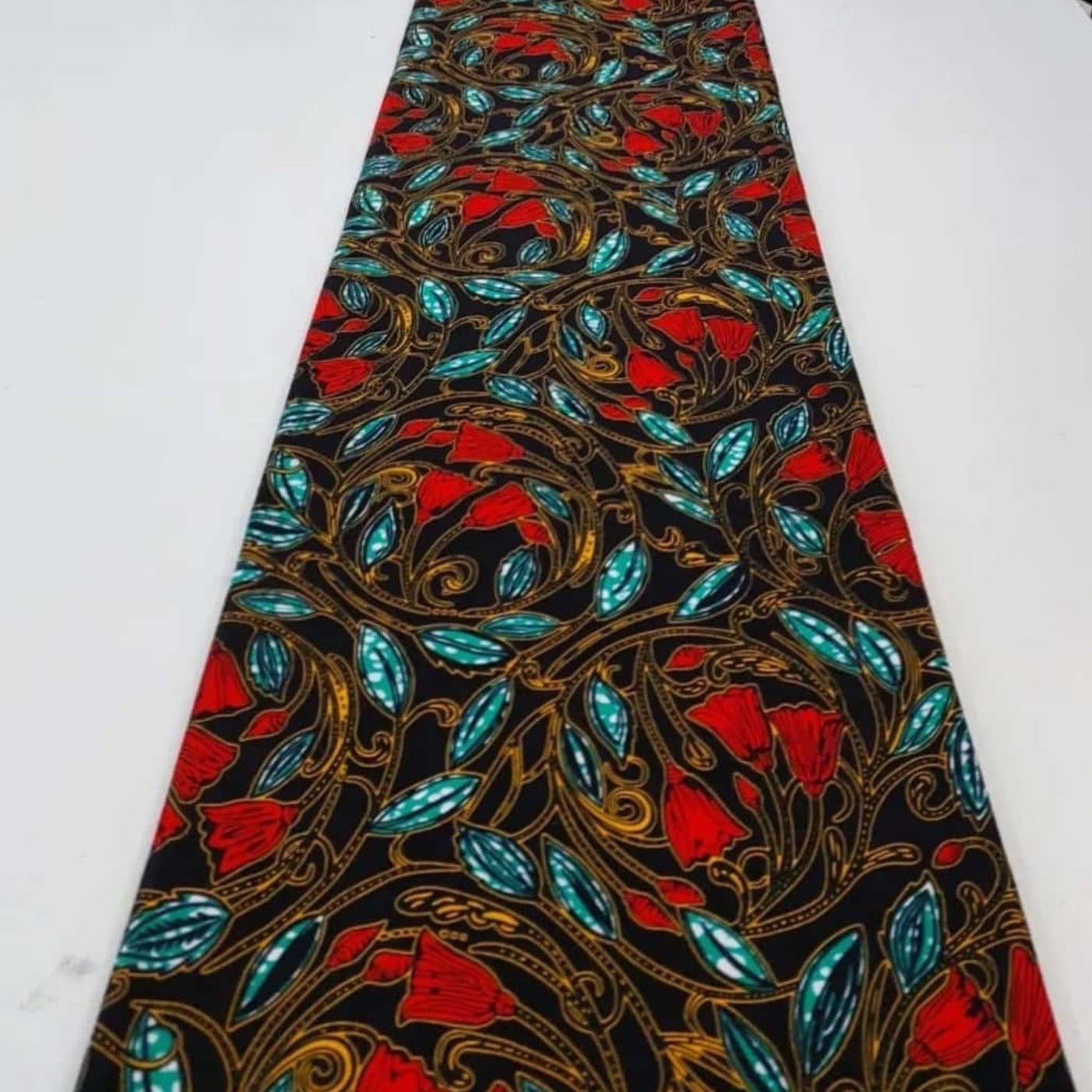 Black, Green & Red African Print Fabric - House of Prints