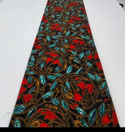 Black, Green & Red African Print Fabric - House of Prints