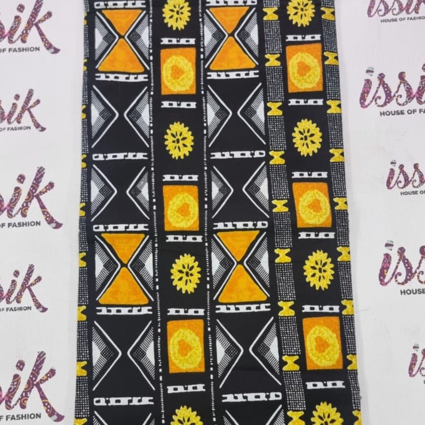 Black, Grey & Yellow Tribal African Print. - House of Prints