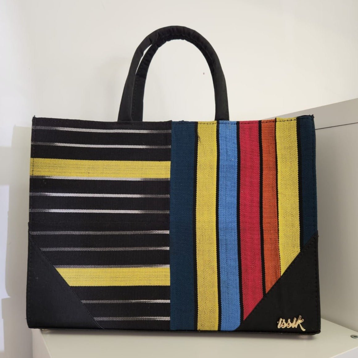 Black & Multi Aso-Oke Tote Bag - House of Prints