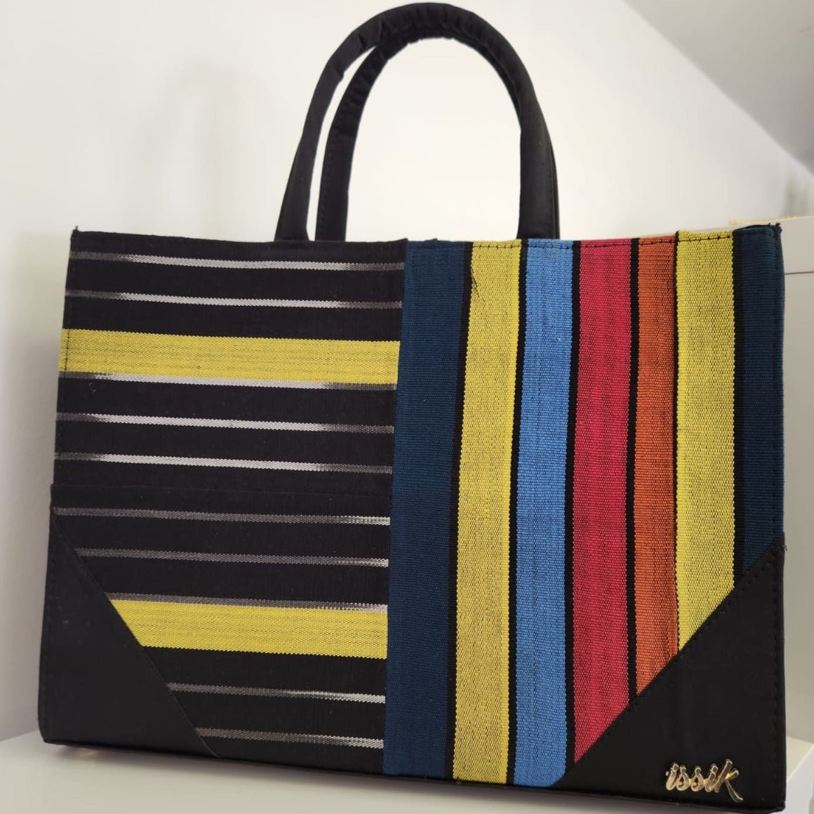 Black & Multi Aso-Oke Tote Bag - House of Prints