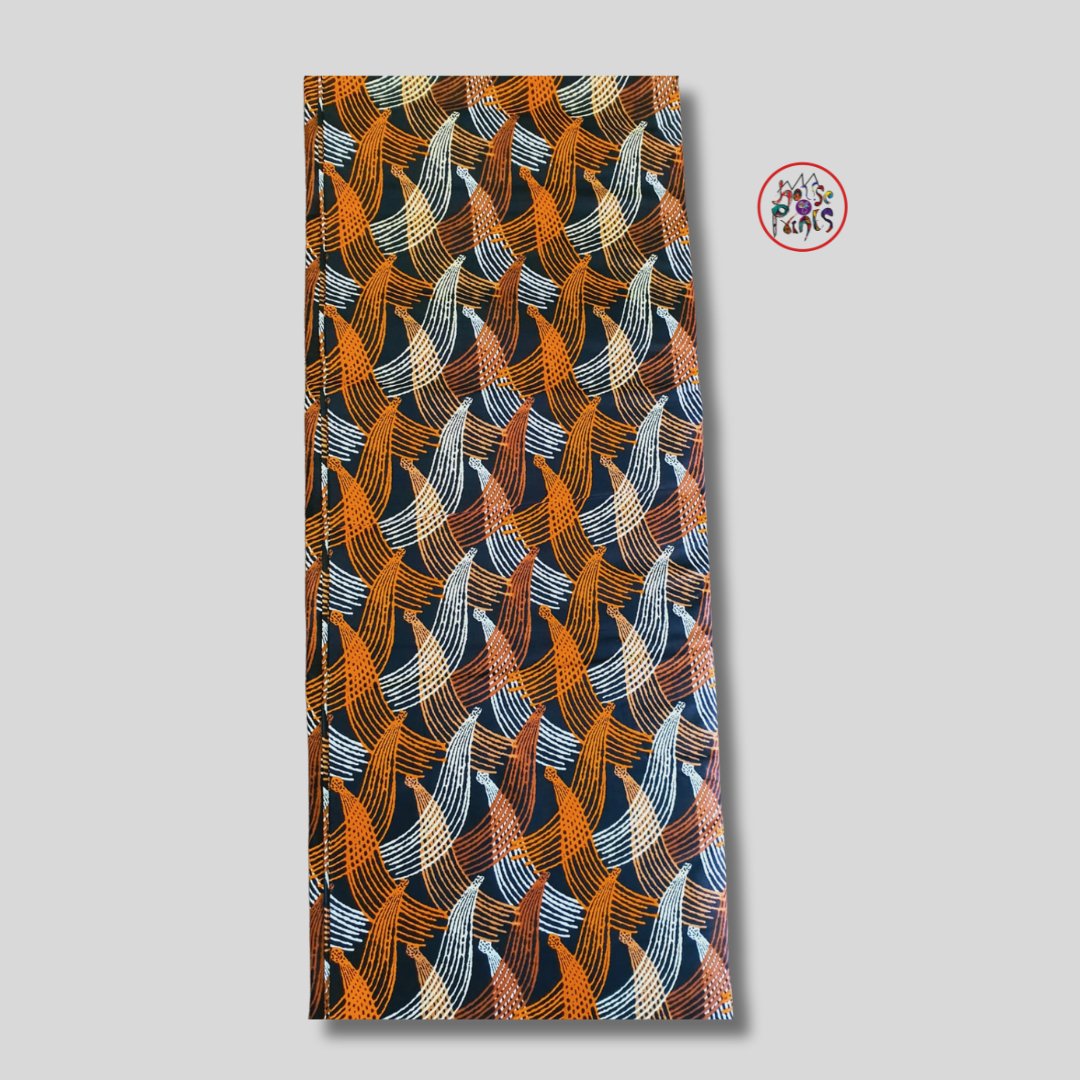 Black, Orange & White Ankara Fabric - House of Prints