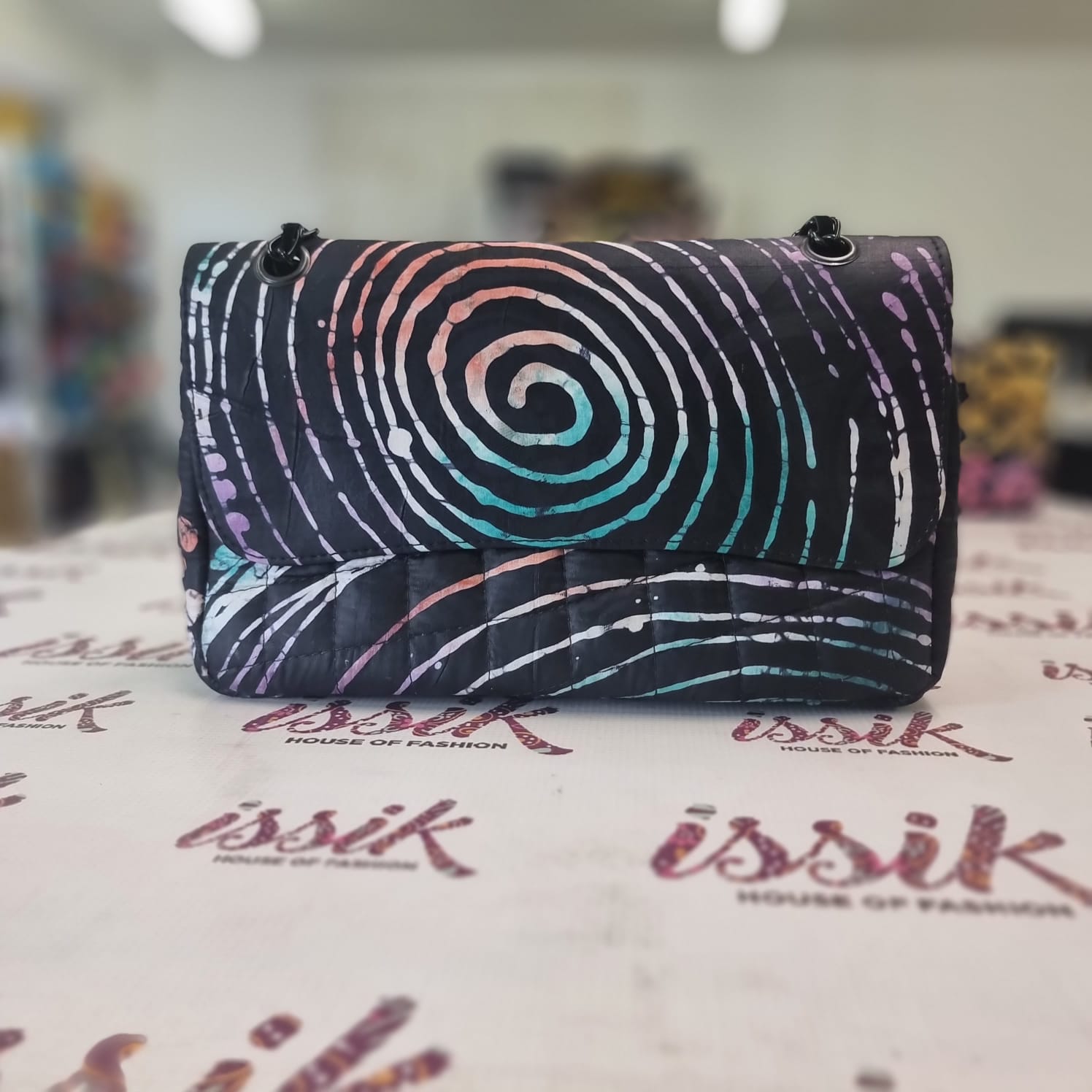 Black & Purple Adire Fabric Shoulder Bag - House of Prints