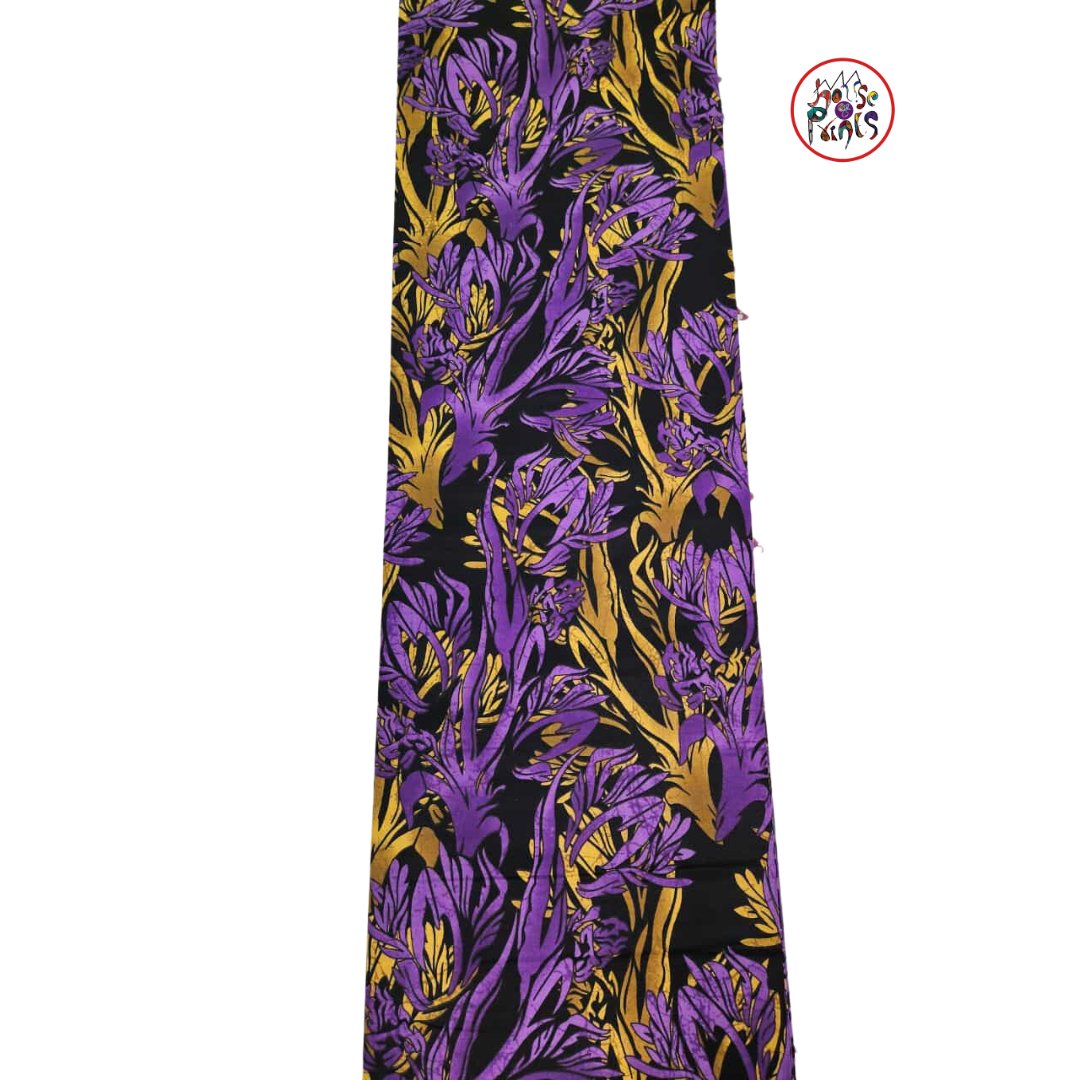 Black, Purple & Gold African Print Fabric - House of Prints