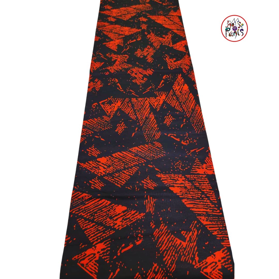 Black & Red African Print Fabric - House of Prints