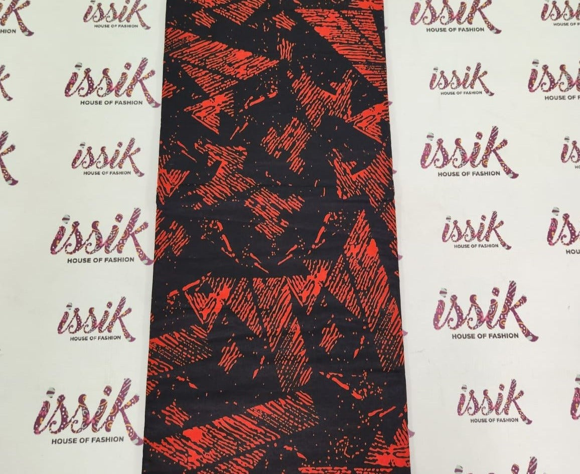Black & Red African Print Fabric - House of Prints