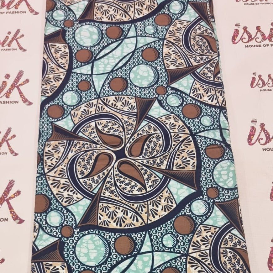 Blue and Brown African Print Fabric - ak40205 - House of Prints