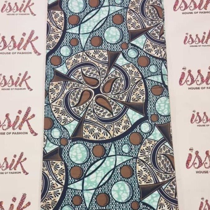 Blue and Brown African Print Fabric - ak40205 - House of Prints