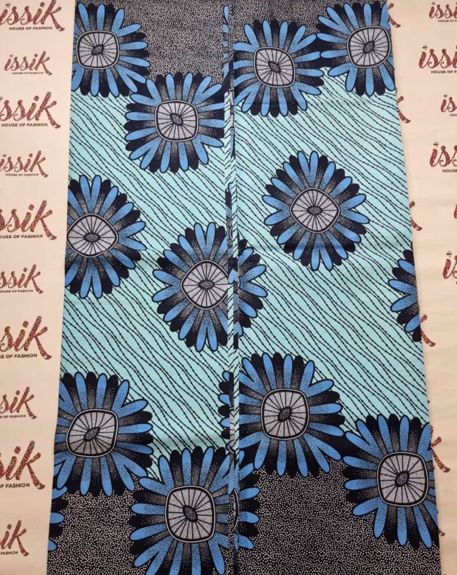 Blue & Black Ankara Fabric - issak40105 - House of Prints