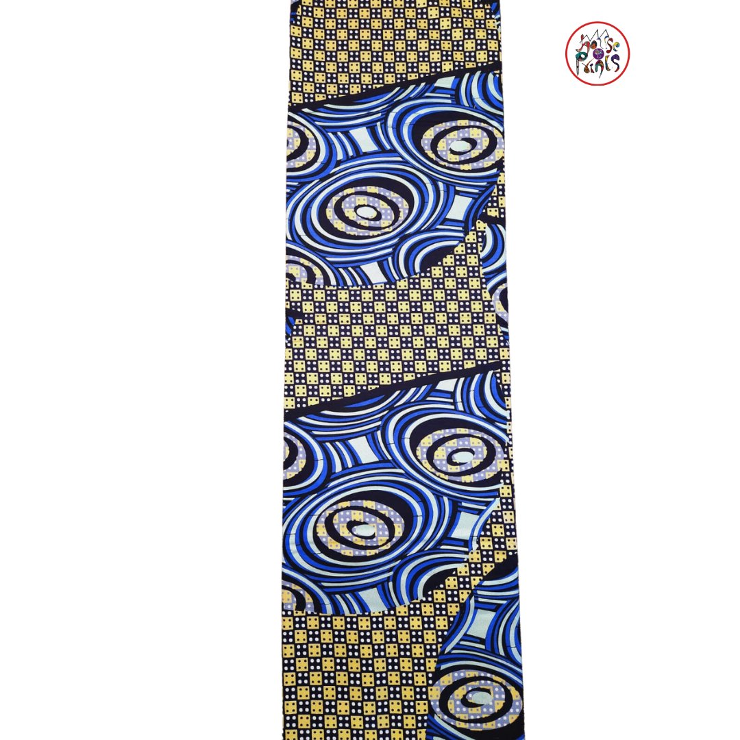Blue & Black Embellished Gold Ankara Fabric - House of Prints