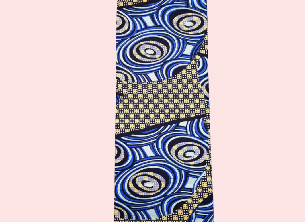 Blue & Black Embellished Gold Ankara Fabric - House of Prints