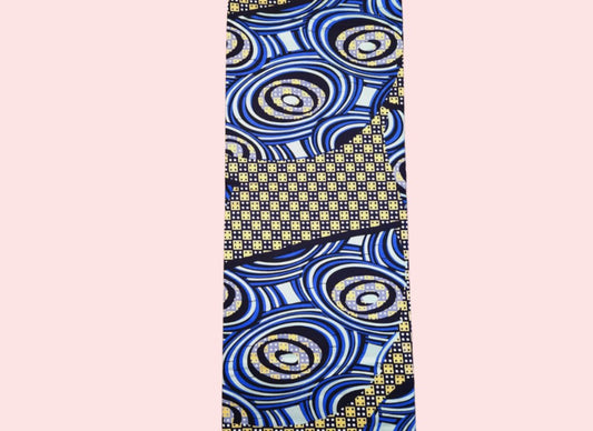 Blue & Black Embellished Gold Ankara Fabric - House of Prints